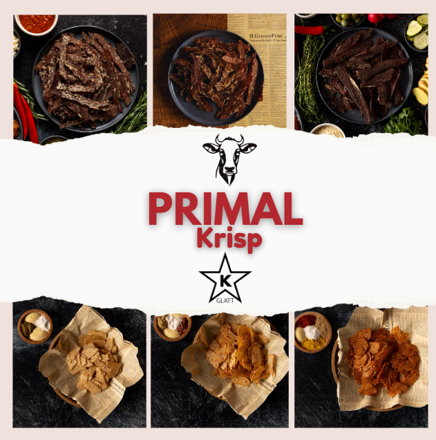 Side-by-side comparison of Primal Krisp Beef Krisps and traditional jerky snacks