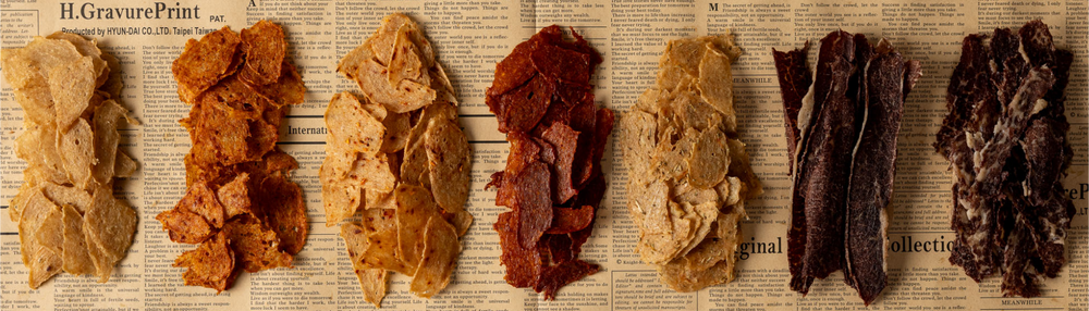 Primal Krisp meat chips in assorted flavors including chicken and brisket