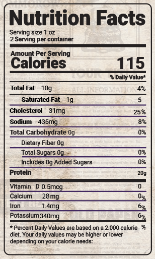 
                  
                    Nutrition facts panel for Primal Krisp Chicken Chips Rosemary flavor – low carb, no sugar snack information
                  
                